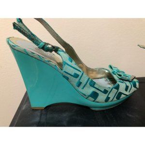 turquoise vintage guess wedges used worn size 8